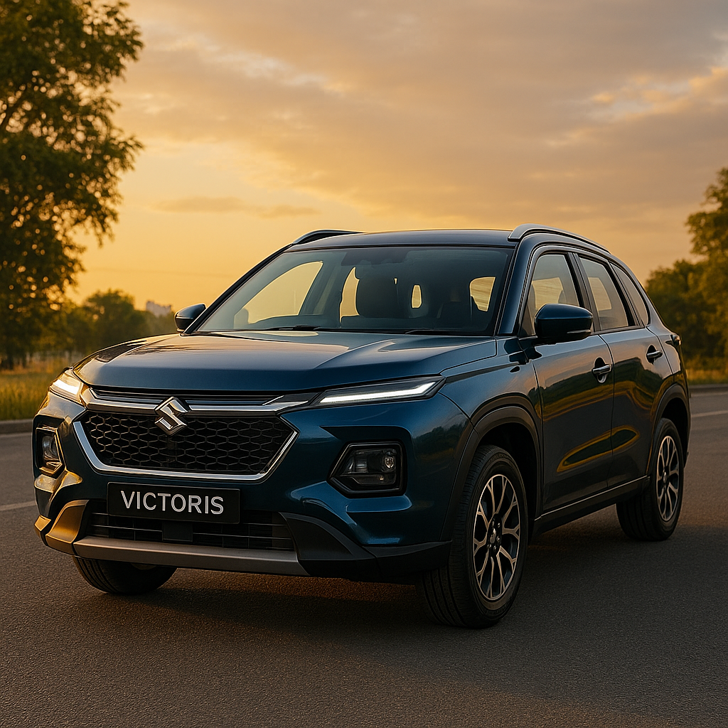 Maruti Suzuki Victoris 2025 SUV parked on road with stylish exterior design