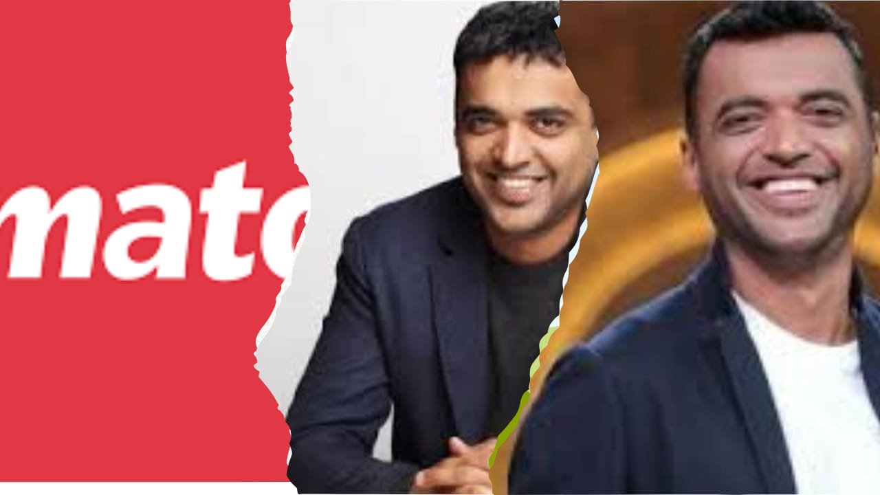 Deepinder Goyal, Zomato founder and CEO, in a creative collage symbolizing his inspiring entrepreneurial journey and Zomato’s evolution in India.