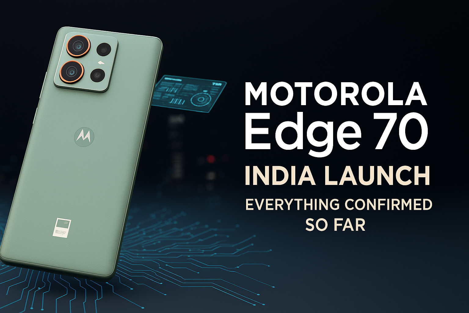Motorola Edge 70 India Launch featured image with futuristic design and digital tech theme.
