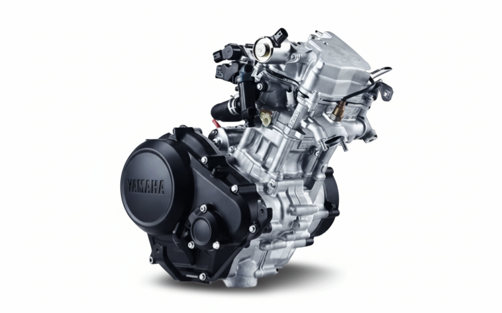 Yamaha XSR 155 155cc liquid-cooled engine featuring Variable Valve Actuation (VVA) technology for improved performance and efficiency.