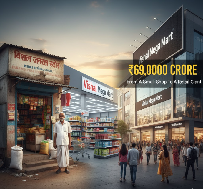 From a small local shop to a ₹69,000 crore retail empire — the inspiring journey of Vishal Mega Mart.