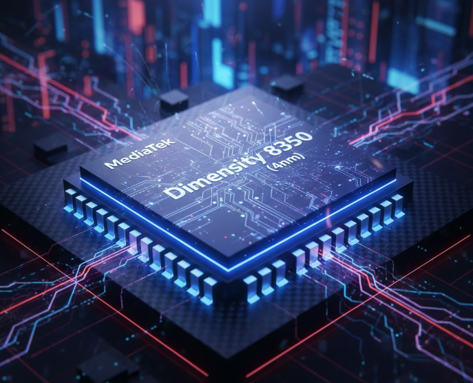 MediaTek Dimensity 8350 4nm chipset powering Lava Agni 4 smartphone, showcasing advanced 5G performance, fast processing speed, and next-gen technology.