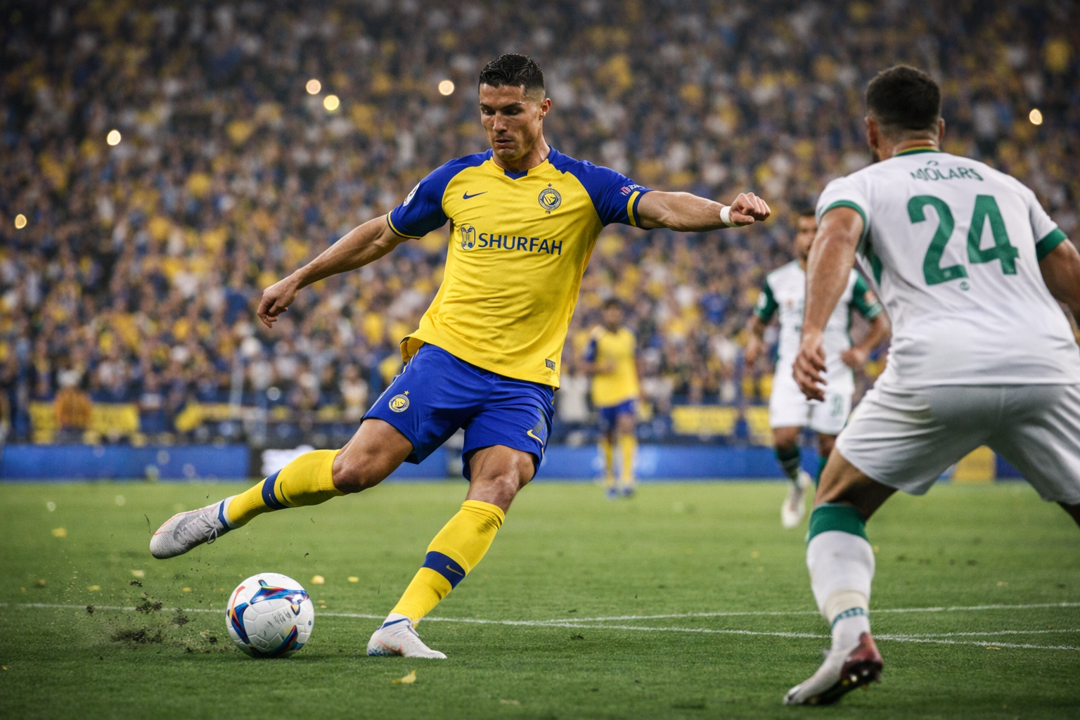 Cristiano Ronaldo playing for Al Nassr in a Saudi Pro League match