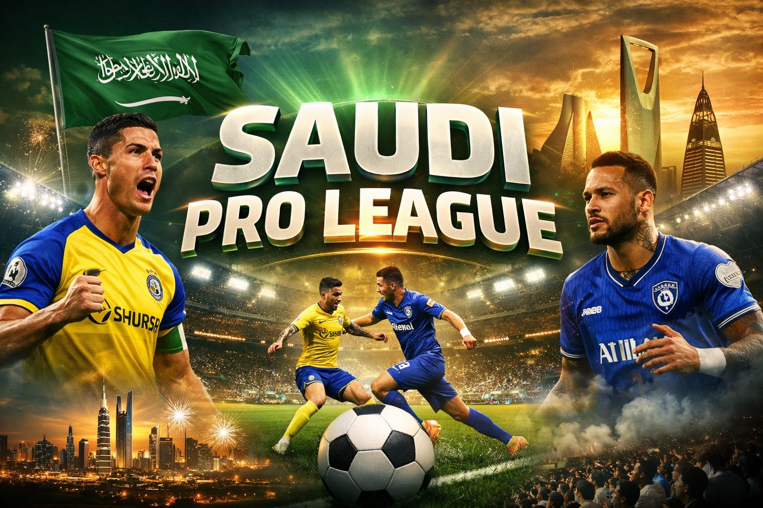Saudi Pro League football featuring global stars and modern stadium atmosphere