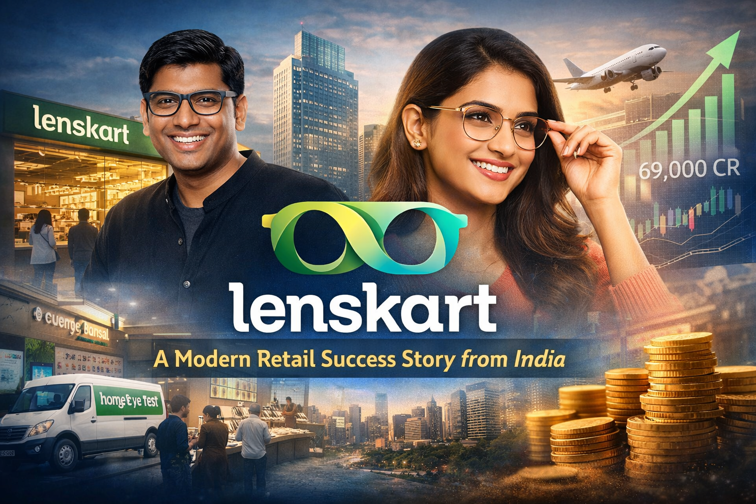 Lenskart modern retail success story showing eyewear brand growth, stores, customers, and business expansion in India